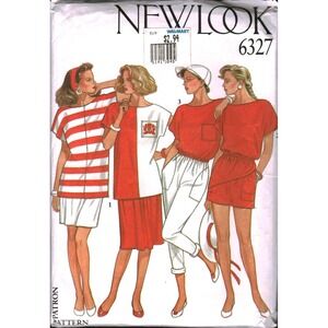 Vintage New Look 6327 Sewing Pattern 80s Tops Skirts Shorts Trousers Size 8 CUT